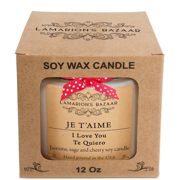 JE T'AIME - I LOVE YOU - TE QUIERO - Jasmine, Sage + Cherry Blossom - Soy Candle - Picture 6 of 7